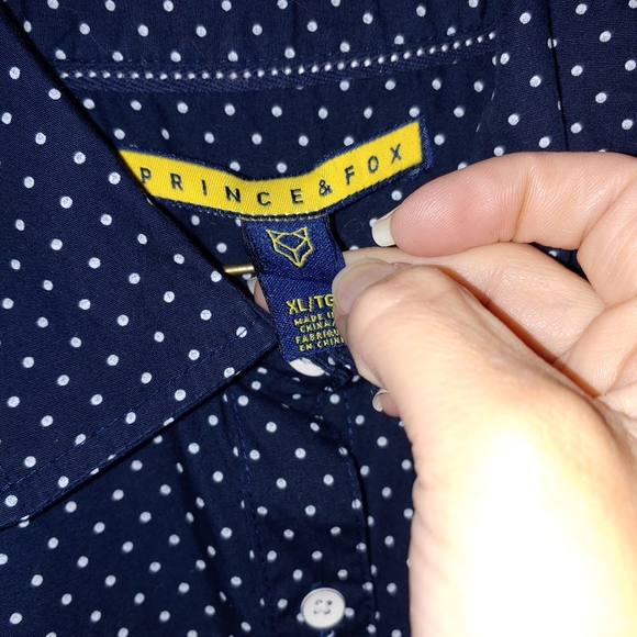 Prince & fox polka dot button down xl navy white - Picture 5 of 8